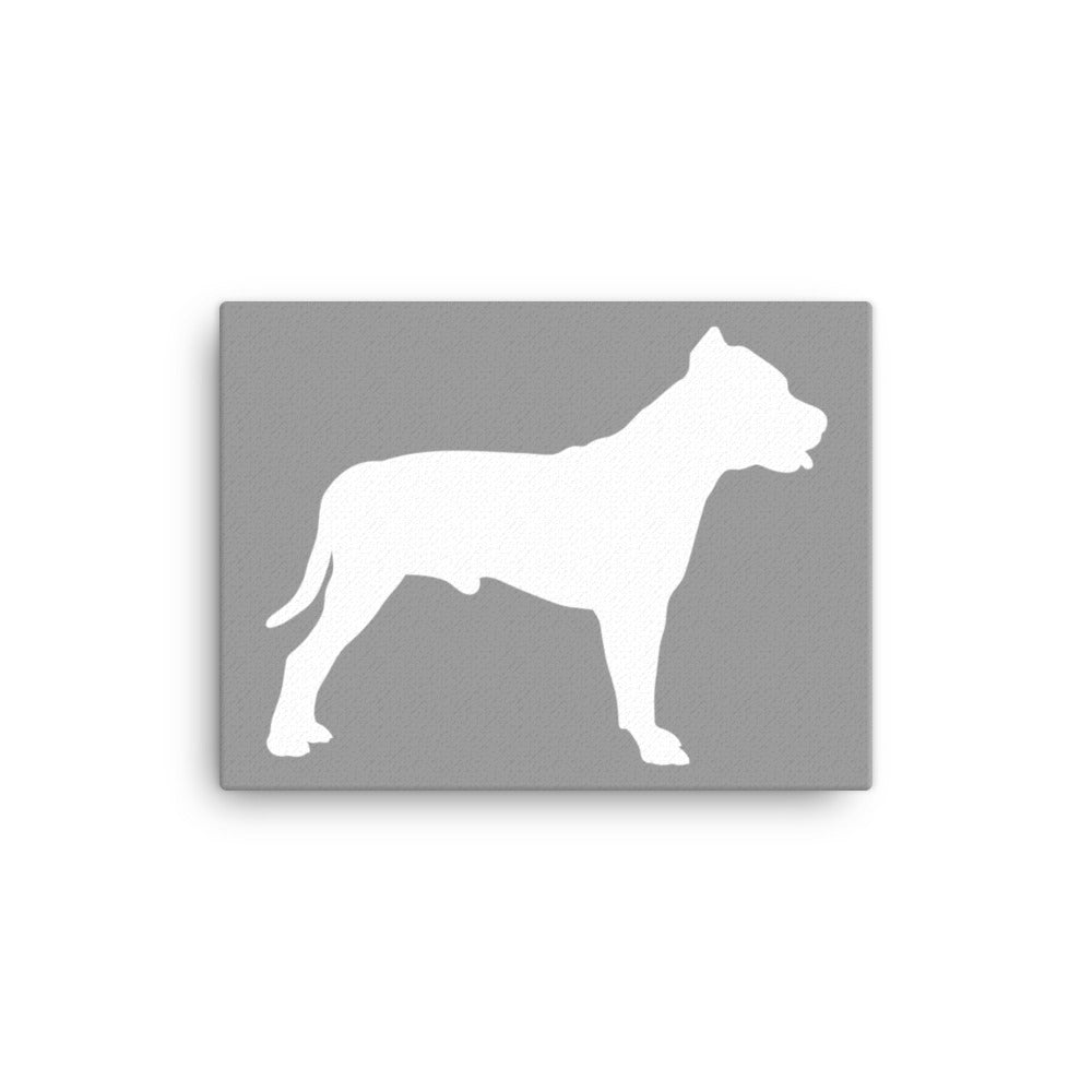 Pit Bull Silhouette Canvas Print - Grey