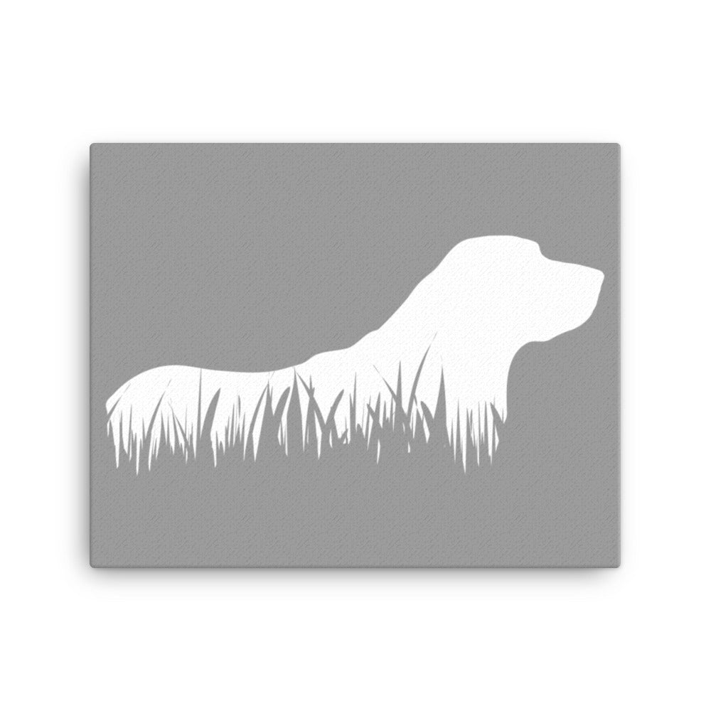 Labrador Retriever Grass Silhouette Canvas Print - Grey