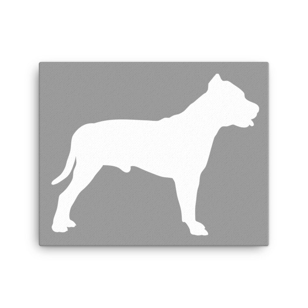 Pit Bull Silhouette Canvas Print - Grey