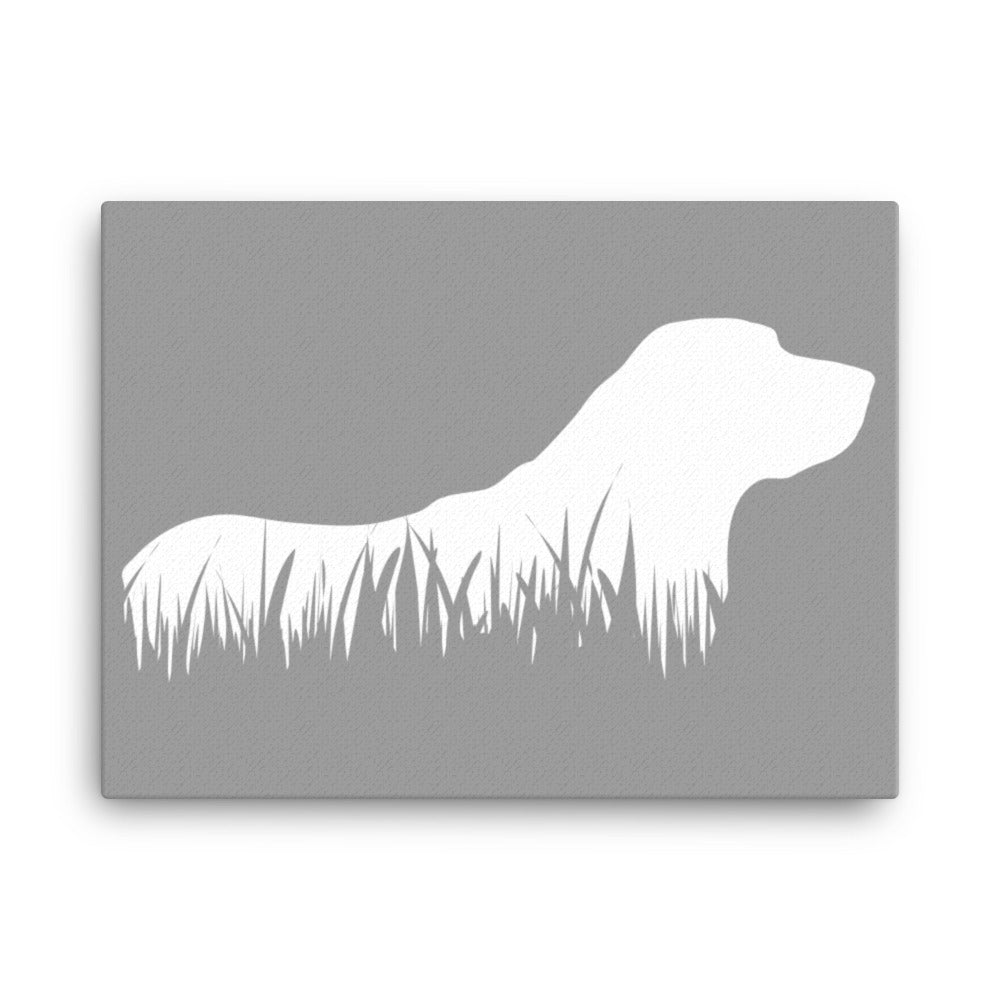 Labrador Retriever Grass Silhouette Canvas Print - Grey