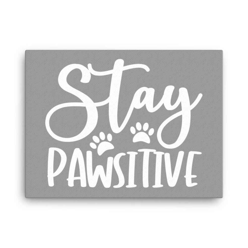 Stay Pawsitive Canvas - Grey