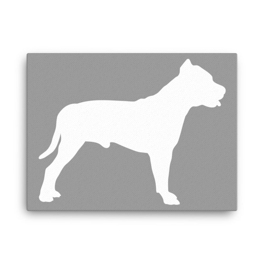 Pit Bull Silhouette Canvas Print - Grey