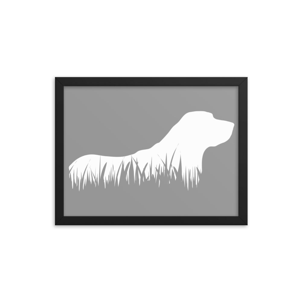 Labrador Retriever Grass Silhouette Framed Print - Grey