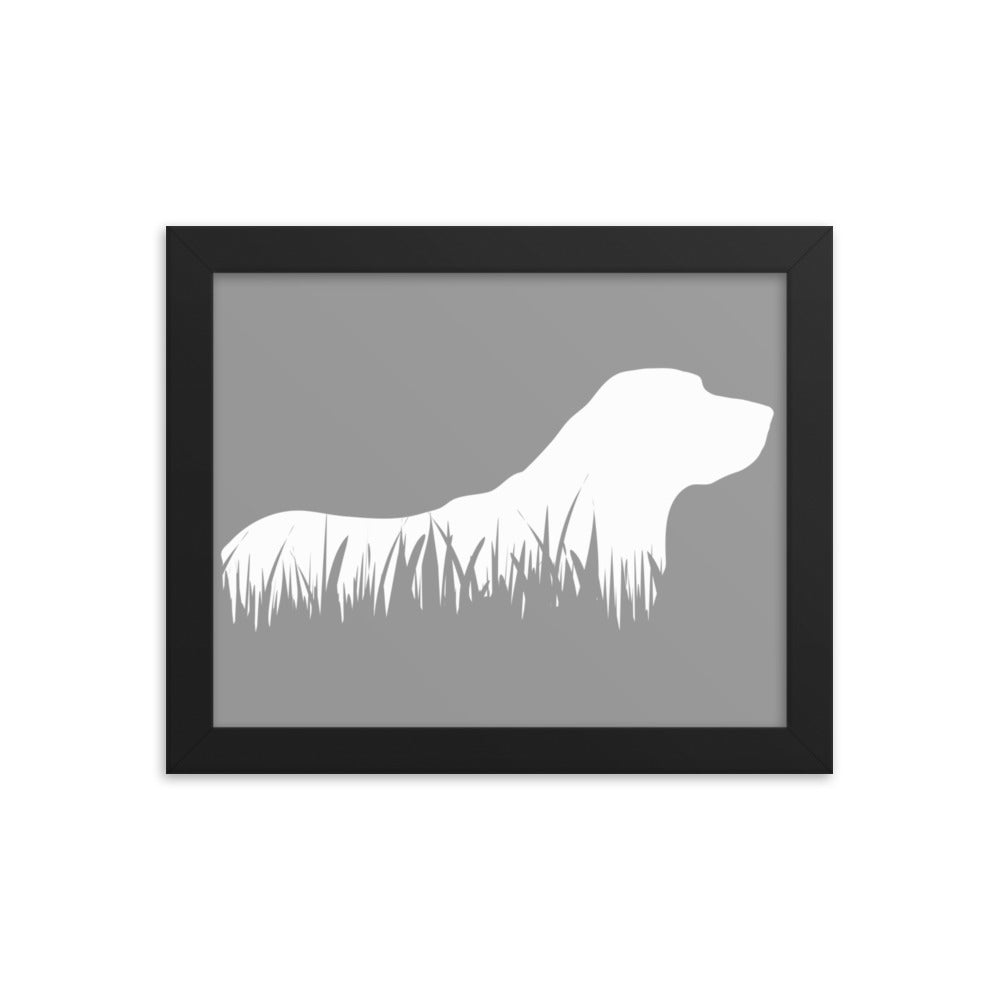 Labrador Retriever Grass Silhouette Framed Print - Grey