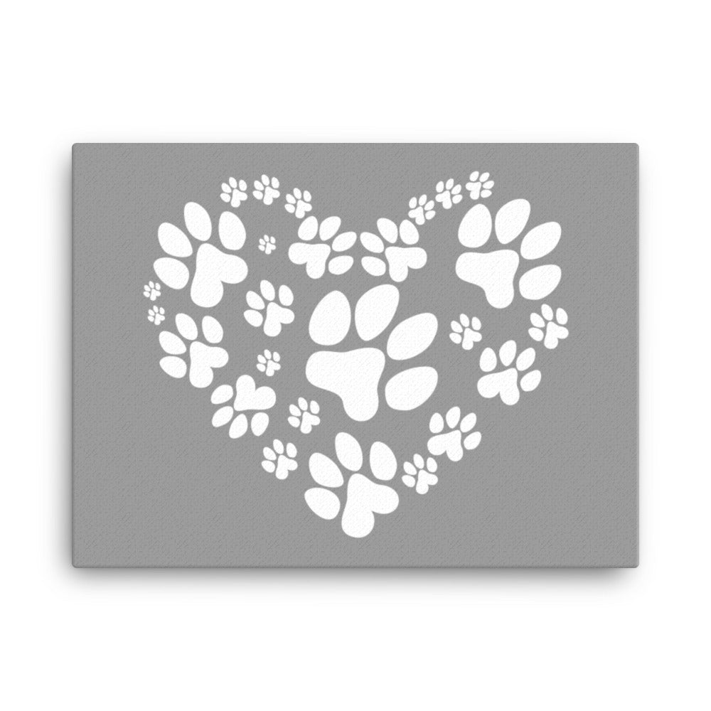 Paw Heart Canvas - Grey