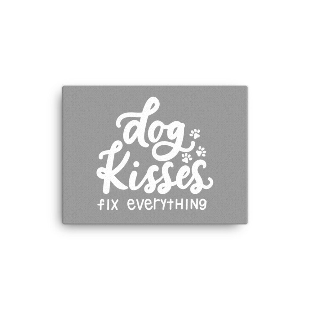 Dog Kisses Fix Everything Canvas (Grey)