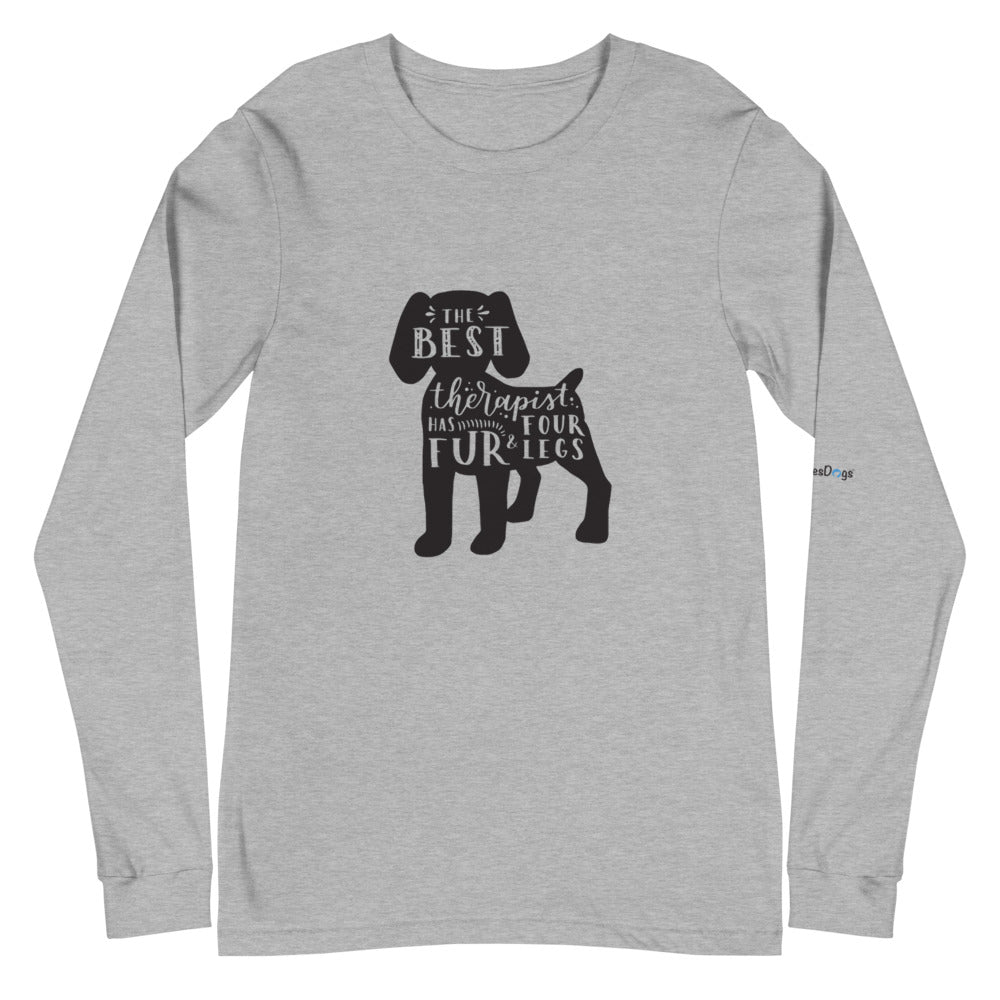 The Best Therapist Has Fur and Four Legs Silhouette Long Sleeve Tee