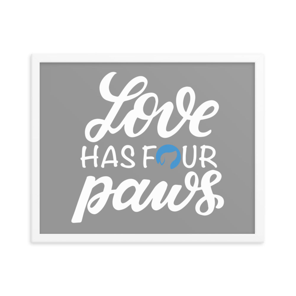 Love Has Four Paws Framed Print (Grey)