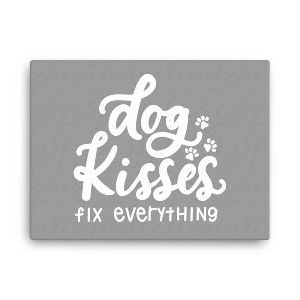 Dog Kisses Fix Everything Canvas (Grey)