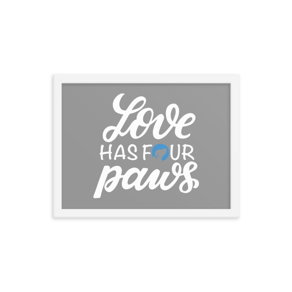 Love Has Four Paws Framed Print (Grey)