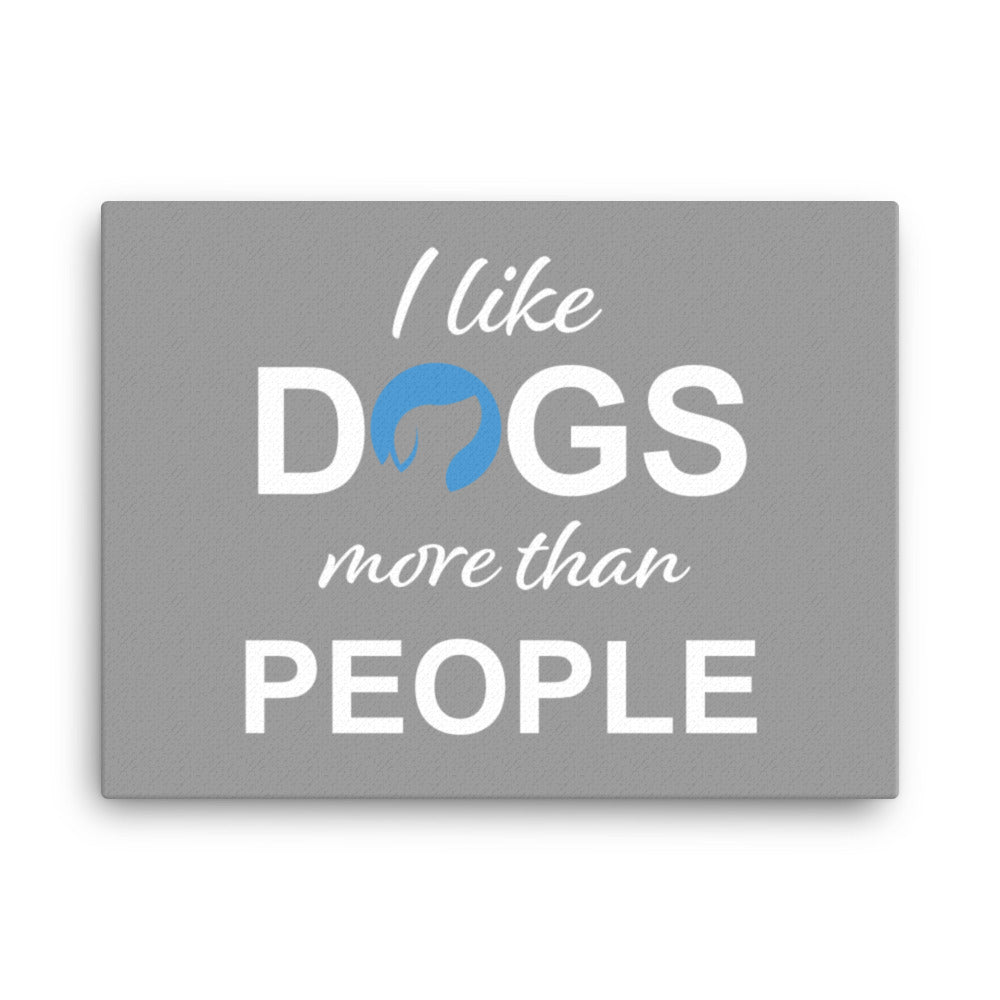 I Like Dogs More Than People Canvas - Grey