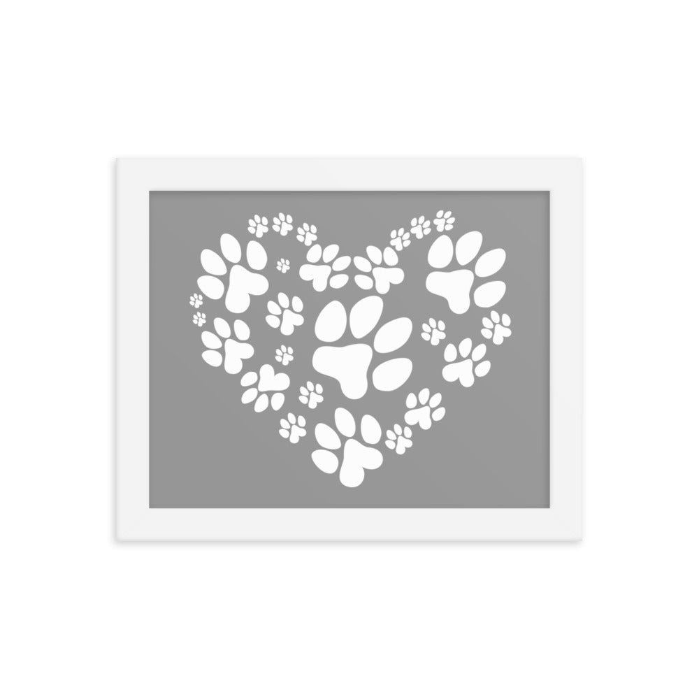 Paw Heart Framed Print - Grey