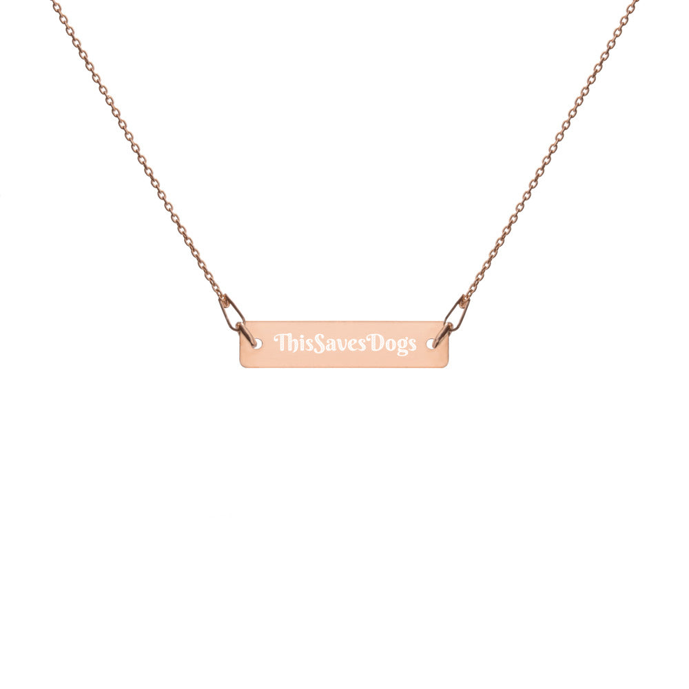 ThisSavesDogs™ Engraved Silver Bar Chain Necklace