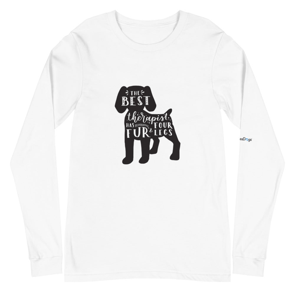 The Best Therapist Has Fur and Four Legs Silhouette Long Sleeve Tee