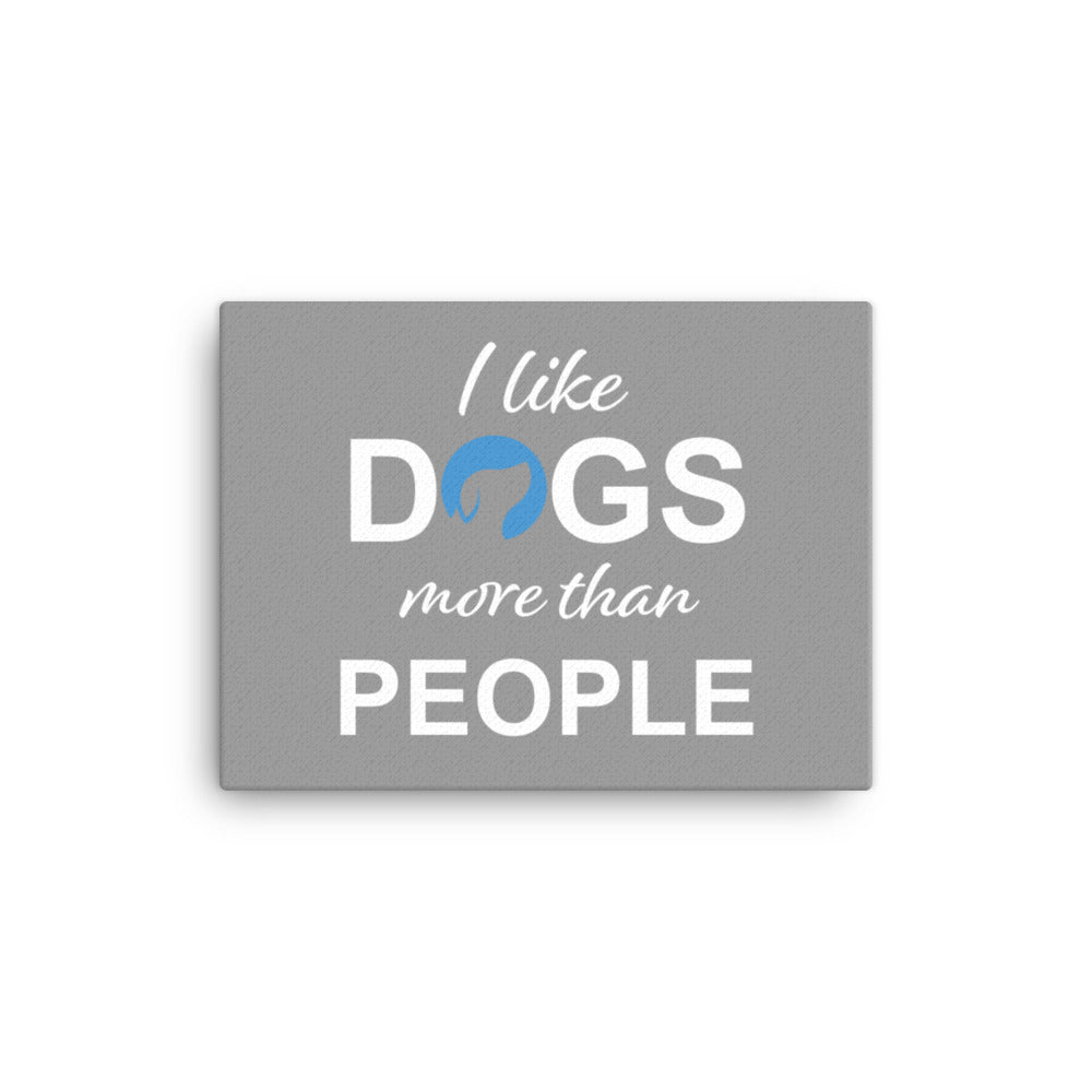 I Like Dogs More Than People Canvas - Grey