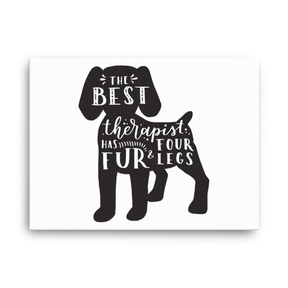 The Best Therapist has Fur and Four Legs Silhouette Canvas