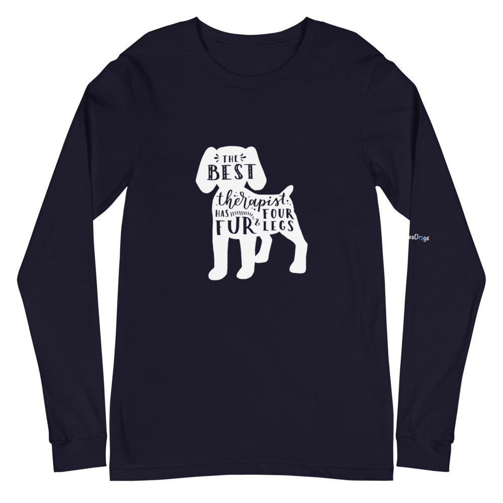 The Best Therapist Has Fur and Four Legs Silhouette Long Sleeve Tee