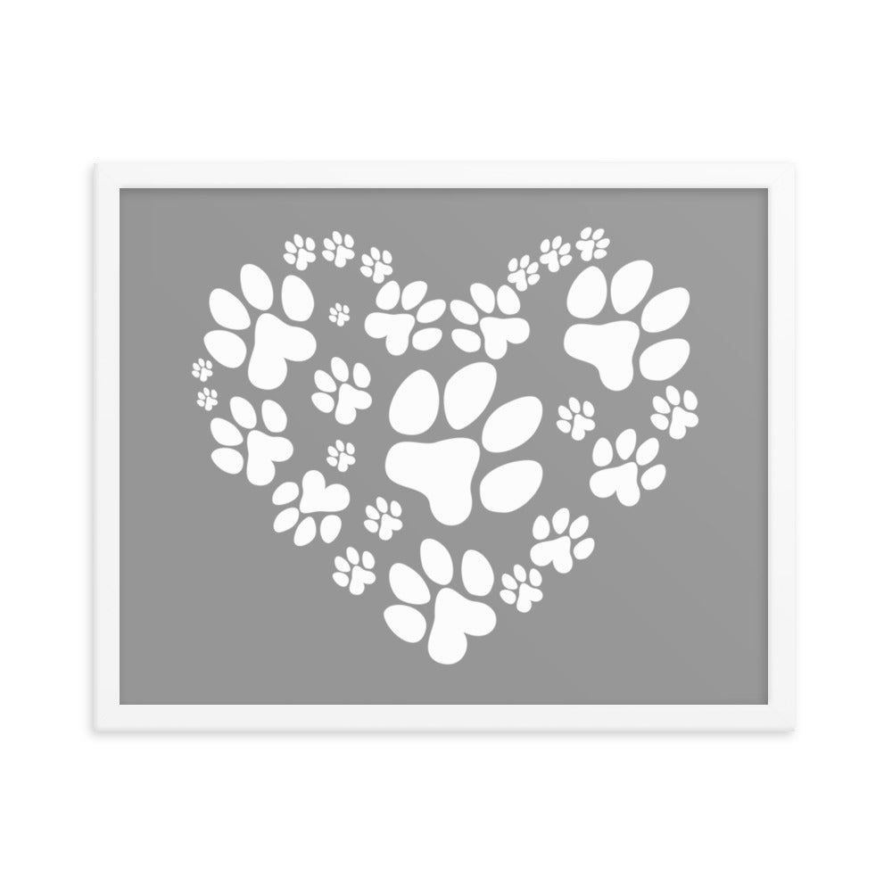 Paw Heart Framed Print - Grey