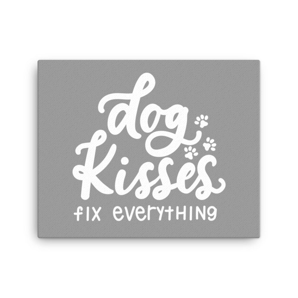 Dog Kisses Fix Everything Canvas (Grey)