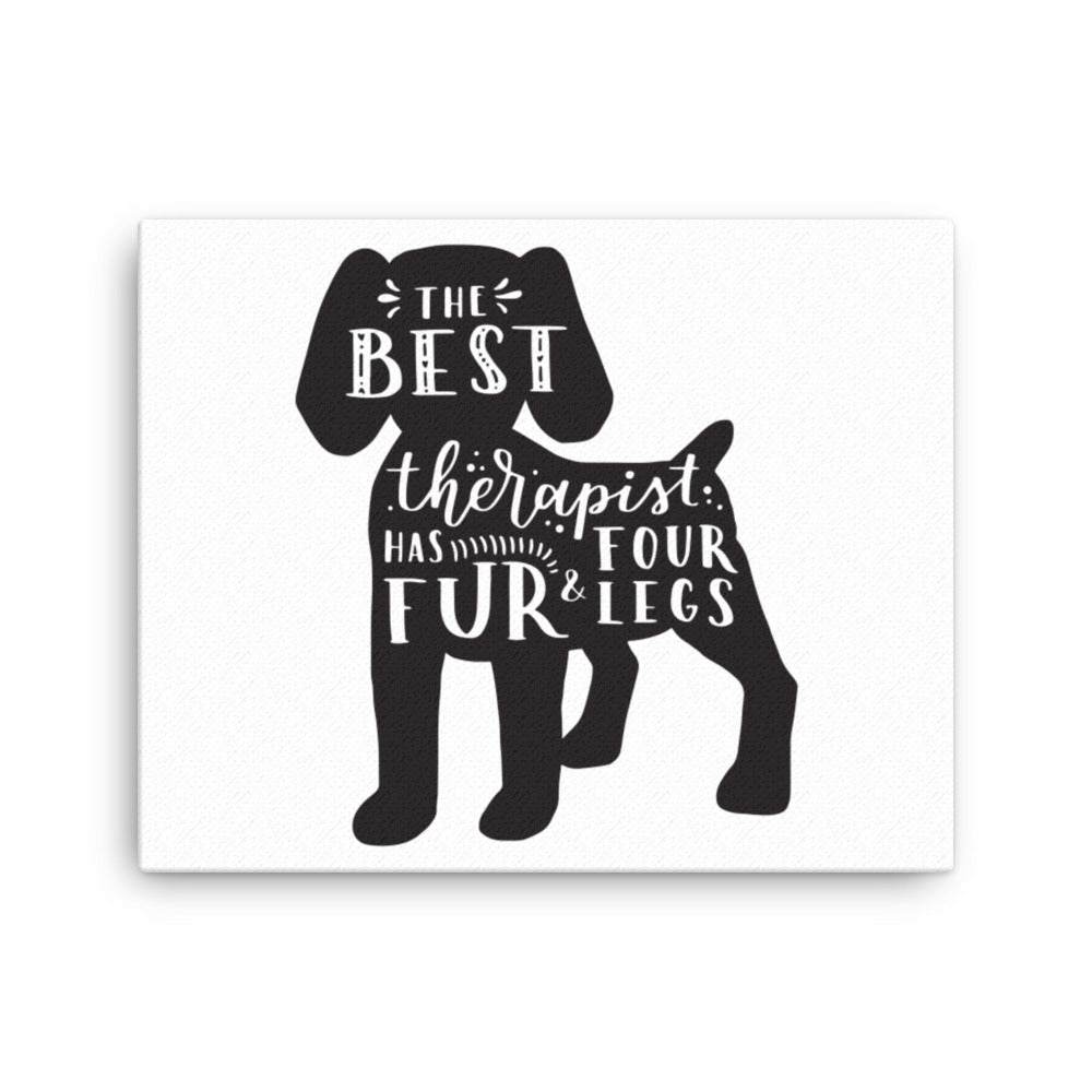 The Best Therapist has Fur and Four Legs Silhouette Canvas