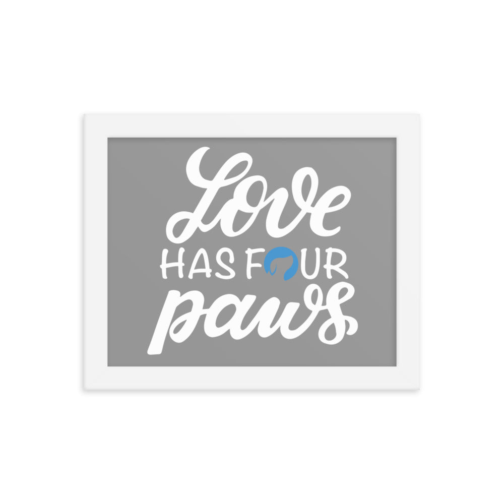 Love Has Four Paws Framed Print (Grey)