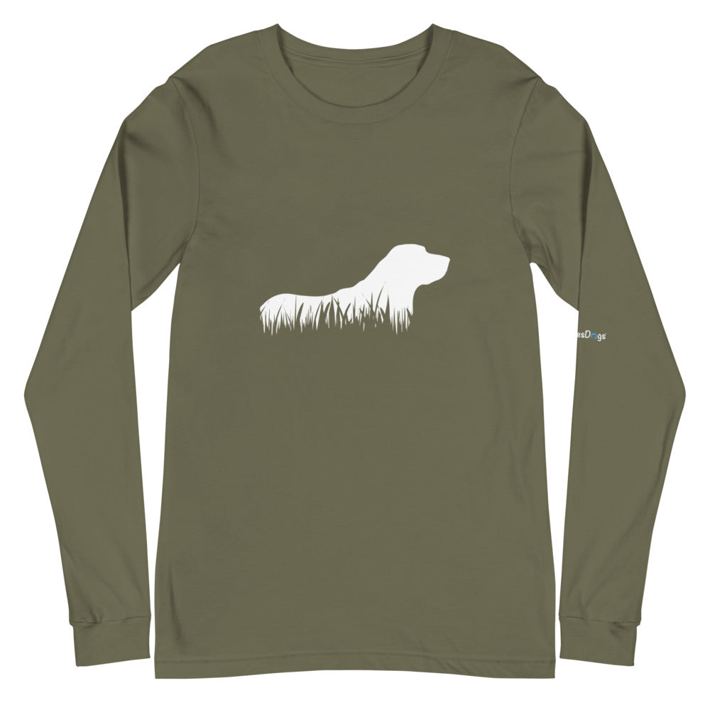 Labrador Retriever Grass Silhouette Long Sleeve Tee